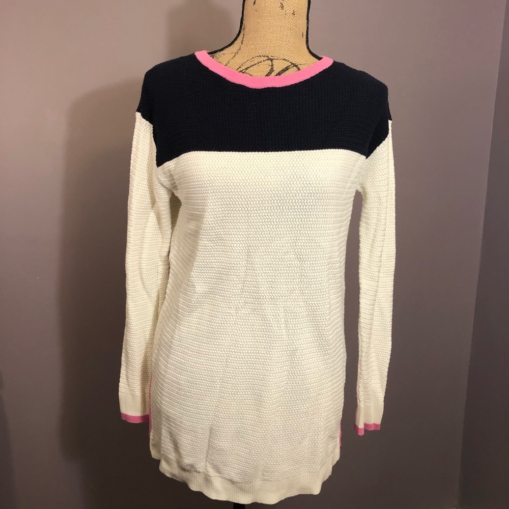 Talbots Knit Sweater Long Sleeve Cream Navy MP